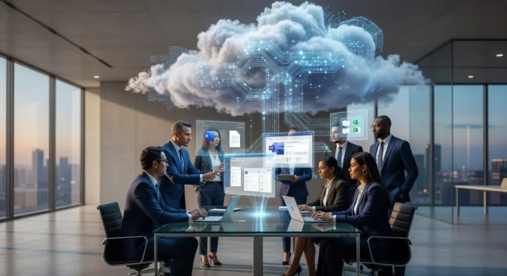 trabajo en línea desde la nube con las herramientas de Microsoft 365 - Imagen de Portada